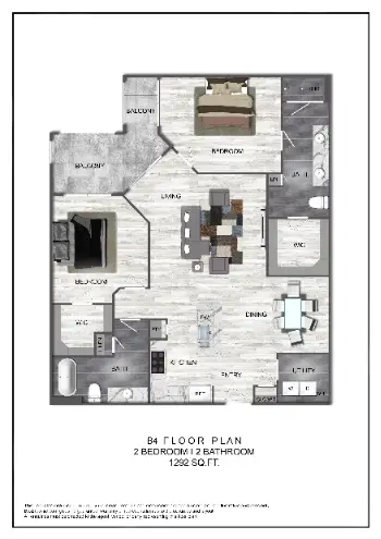 Domain at CityCentre 2 Beds floor plan, 1292 sqft