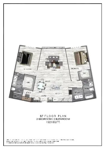Domain at CityCentre 2 Beds floor plan, 1323 sqft