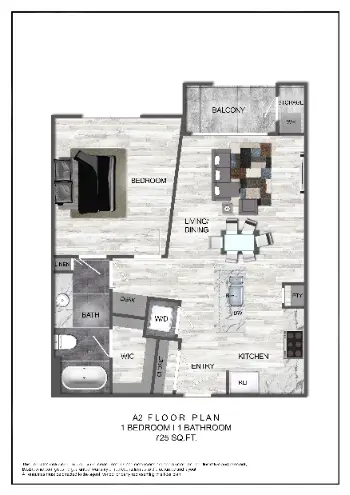 Domain at CityCentre 1 Bed floor plan, 725 sqft