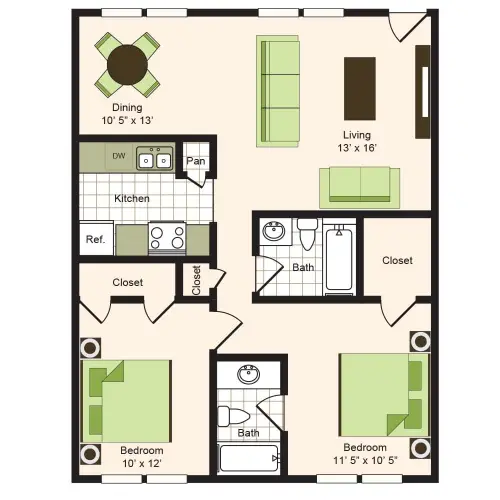 9900 on Memorial Houston 2 Beds floor plan, 960 sqft
