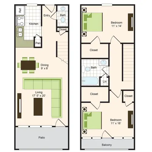 9900 on Memorial Houston 2 Beds floor plan, 1235 sqft