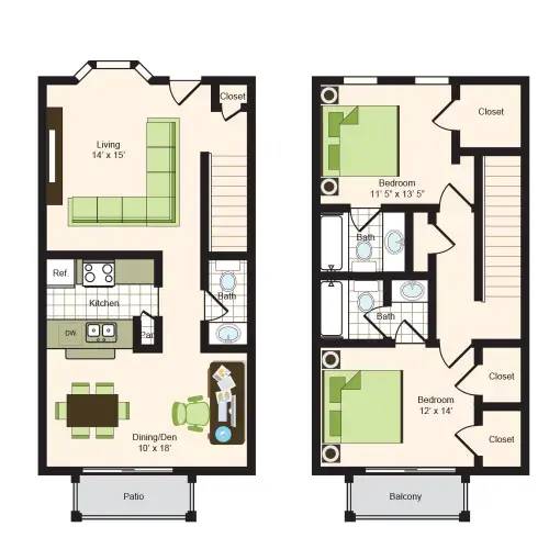 9900 on Memorial Houston 2 Beds floor plan, 1250 sqft