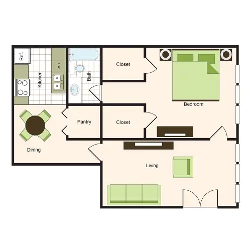 9900 on Memorial Houston 1 Bed floor plan, 1050 sqft