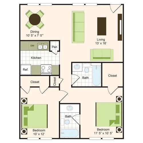 9900 on Memorial Houston 2 Beds floor plan, 865 sqft