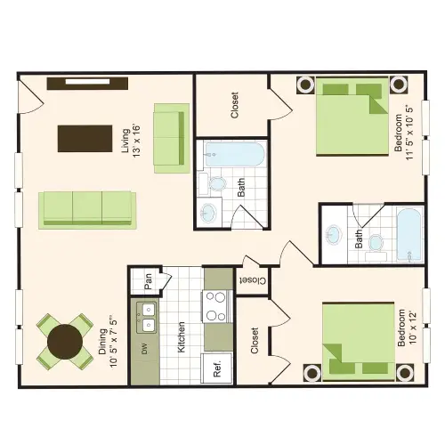 9900 on Memorial Houston 2 Beds floor plan, 925 sqft