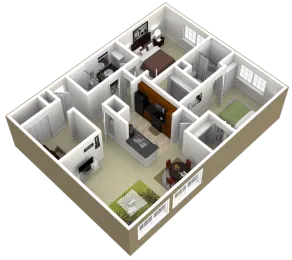 3000 Sage Apartments 2 Beds floor plan, 1209 sqft