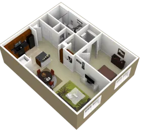 3000 Sage Apartments 1 Bed floor plan, 752 sqft