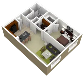 3000 Sage Apartments 1 Bed floor plan, 824 sqft