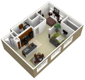 3000 Sage Apartments 1 Bed floor plan, 892 sqft