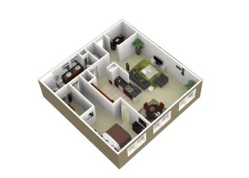 3000 Sage Apartments 1 Bed floor plan, 951 sqft