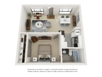 Marquee Uptown 1 Bed floor plan, 650 sqft