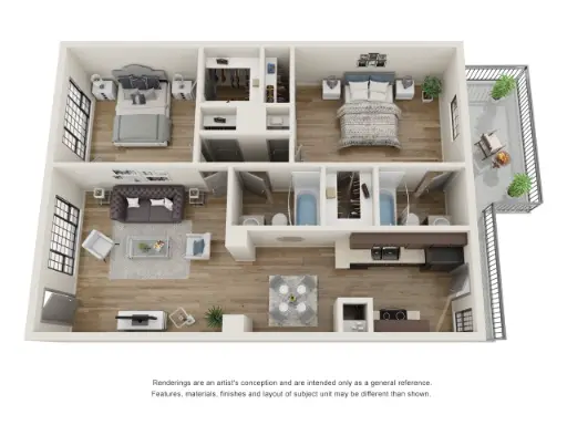 Marquee Uptown 2 Beds floor plan, 1040 sqft