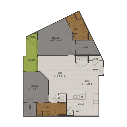 2626 Fountain View 2 Beds floor plan, 1282 sqft