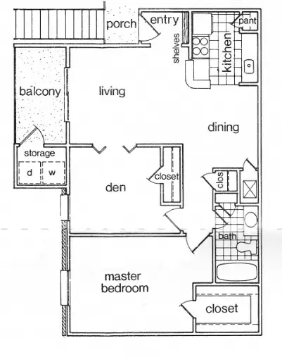 Westbury Crossings 1 Bed floor plan, 840 sqft