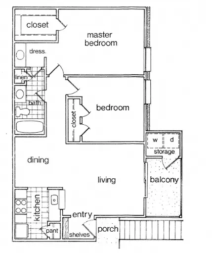 Westbury Crossings 2 Beds floor plan, 875 sqft