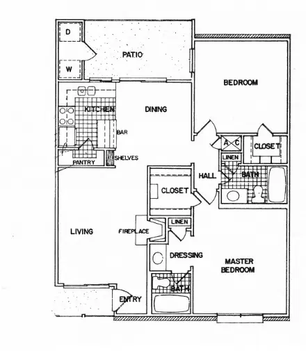 Westbury Crossings 2 Beds floor plan, 1005 sqft