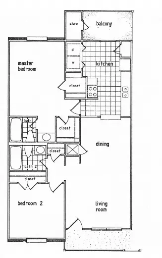 Westbury Crossings 2 Beds floor plan, 1060 sqft