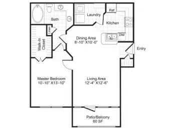 10X Woodway Square 1 Bed floor plan, 736 sqft