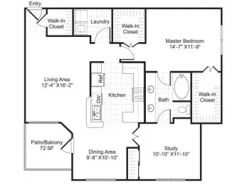 10X Woodway Square 1 Bed floor plan, 1176 sqft