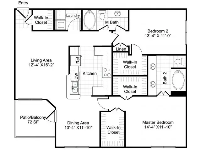10X Woodway Square 2 Beds floor plan, 1320 sqft