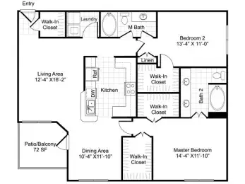 10X Woodway Square 2 Beds floor plan, 1320 sqft