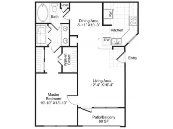 10X Woodway Square 1 Bed floor plan, 806 sqft