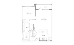 1879 at the Grid 1 Bed floor plan, 814 sqft