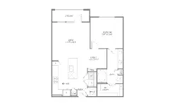 1879 at the Grid 1 Bed floor plan, 836 sqft