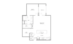 1879 at the Grid 1 Bed floor plan, 870 sqft