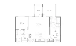 1879 at the Grid 2 Beds floor plan, 1239 sqft
