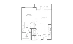 1879 at the Grid 1 Bed floor plan, 675 sqft