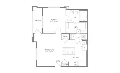 1879 at the Grid 1 Bed floor plan, 750 sqft