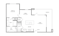 1879 at the Grid 1 Bed floor plan, 780 sqft