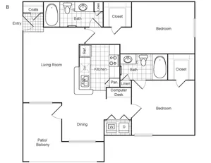Weston at Copperfield 2 Beds floor plan, 1040 sqft
