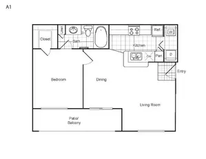Weston at Copperfield 1 Bed floor plan, 711 sqft