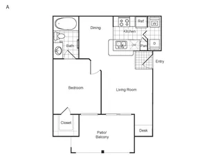 Weston at Copperfield 1 Bed floor plan, 643 sqft