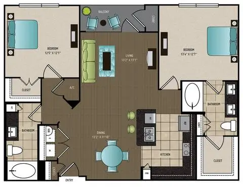 24Eleven Washington 2 Beds floor plan, 1138 sqft