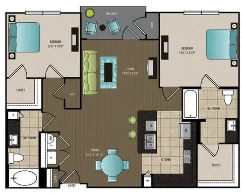 24Eleven Washington 2 Beds floor plan, 1227 sqft
