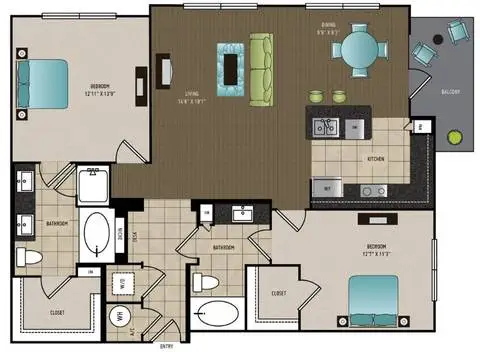 24Eleven Washington 2 Beds floor plan, 1290 sqft