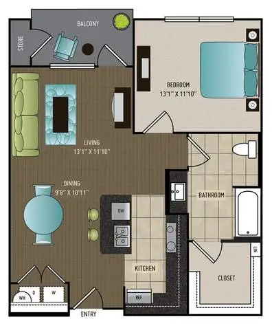 24Eleven Washington 1 Bed floor plan, 785 sqft