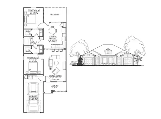 Woodgate Townhomes 2 Beds floor plan, 1010 sqft