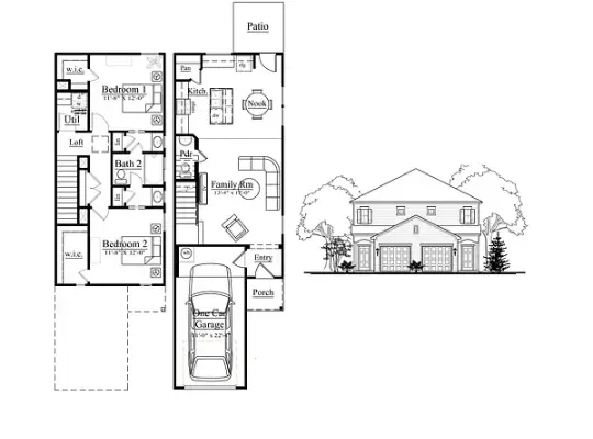 Woodgate Townhomes 2 Beds floor plan, 1170 sqft