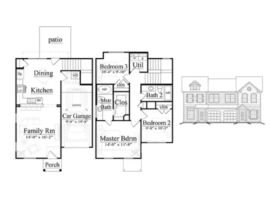 Woodgate Townhomes 3 Beds floor plan, 1240 sqft