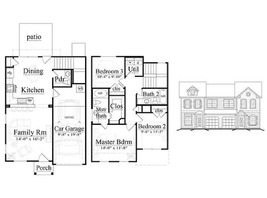 Woodgate Townhomes 3 Beds floor plan, 1284 sqft