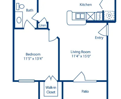 Camden Vanderbilt 1 Bed floor plan, 618 sqft