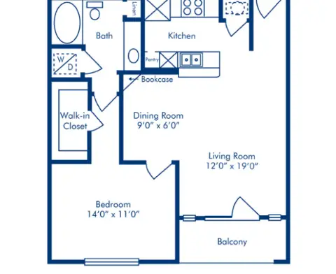 Camden Vanderbilt 1 Bed floor plan, 713 sqft
