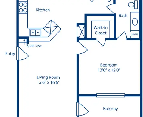 Camden Vanderbilt 1 Bed floor plan, 728 sqft
