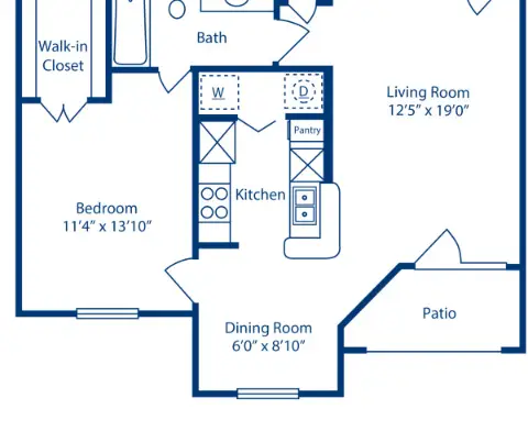 Camden Vanderbilt 1 Bed floor plan, 738 sqft