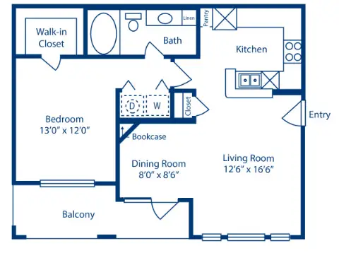 Camden Vanderbilt 1 Bed floor plan, 731 sqft
