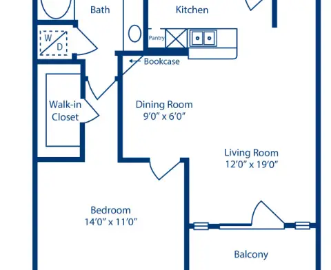 Camden Vanderbilt 1 Bed floor plan, 713 sqft